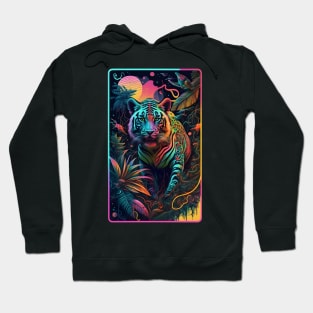 Abstract Tiger In Neon Jungle Hoodie